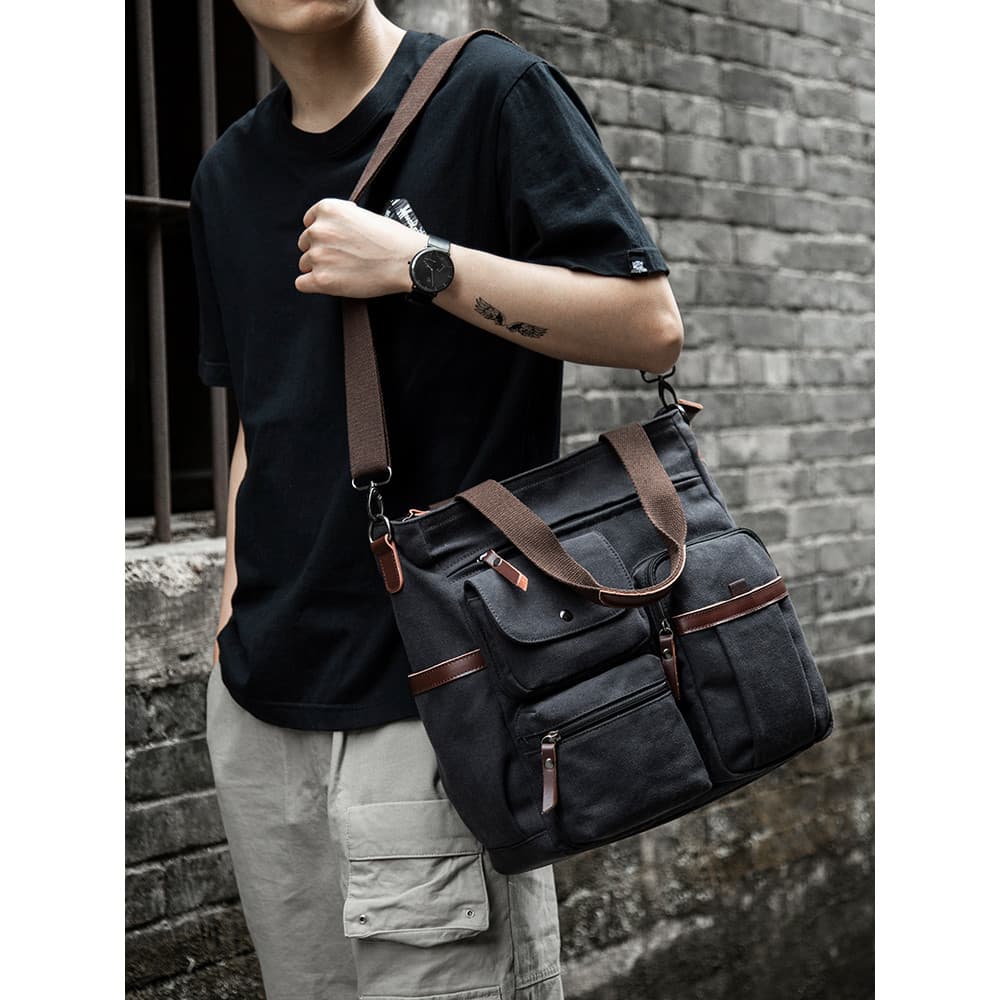 Nova bolsa de ombro de grande capacidade bolsa mensageiro masculina lona Retro mochila novo negócio Casual bolsa masculi