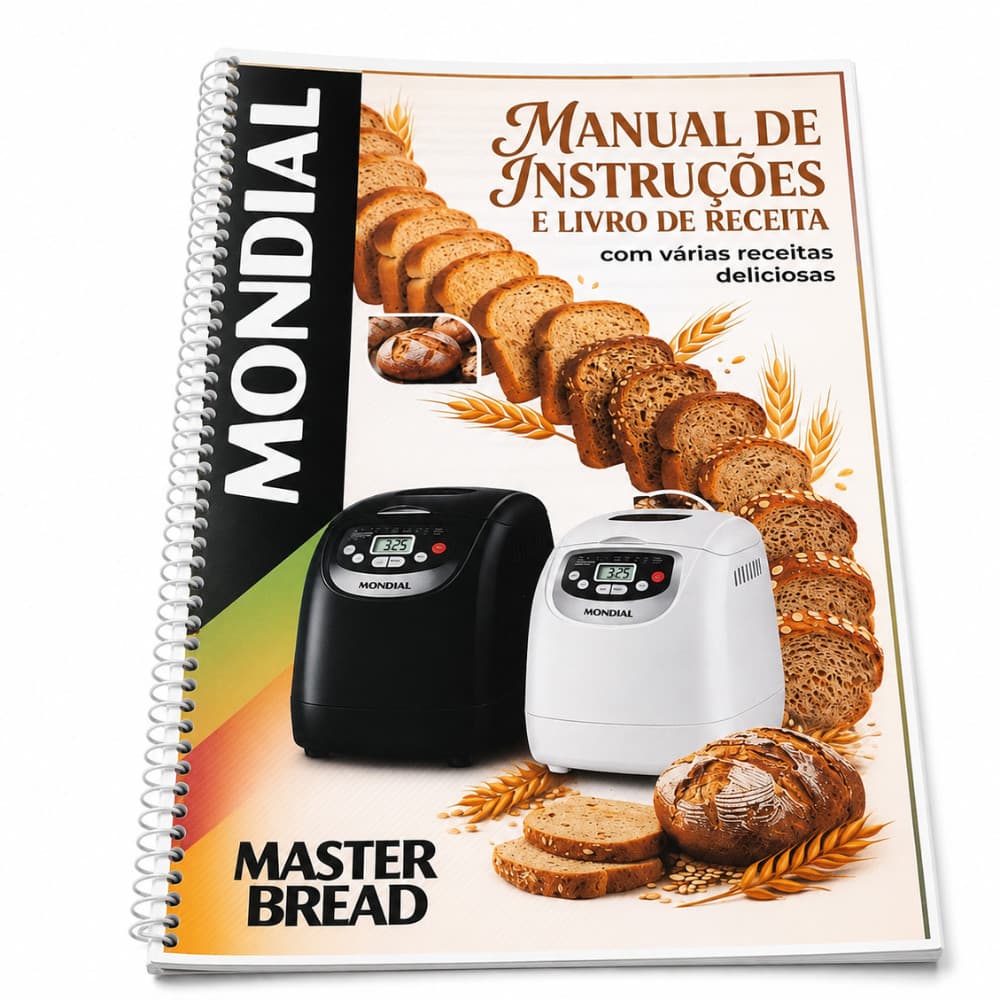 Manual Panificadora Mondial + Livro Receitas A4 Encadernado varias Receitas Fácil e leitura fácil