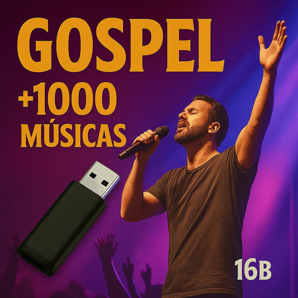 USB Gospel 8GB – 1000 Músicas Louvor e Adoração em MP3 - TESTADO ANTES DO ENVIO