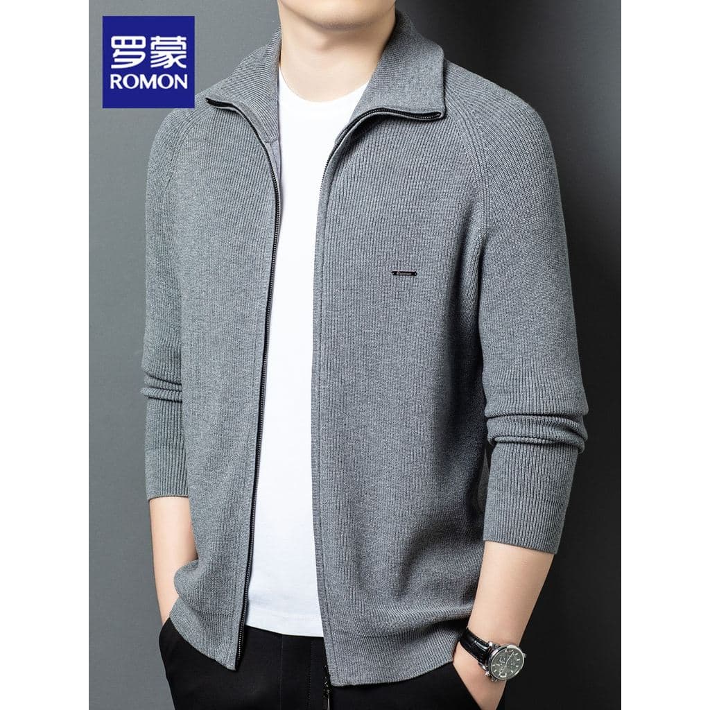 Lomon Cardigan de malha masculino primavera 2026 novo estilo cor sólida linha roupas negócios Casual lapela camisola jaq