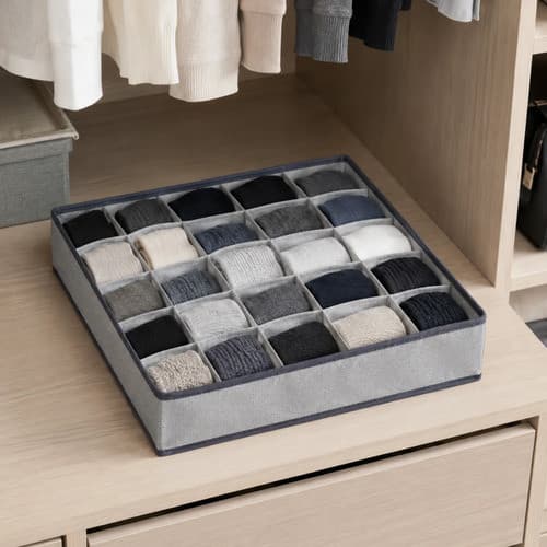 Organizador Calcinhas Cuecas Meias 24 Nichos Tnt Resistente Cinza