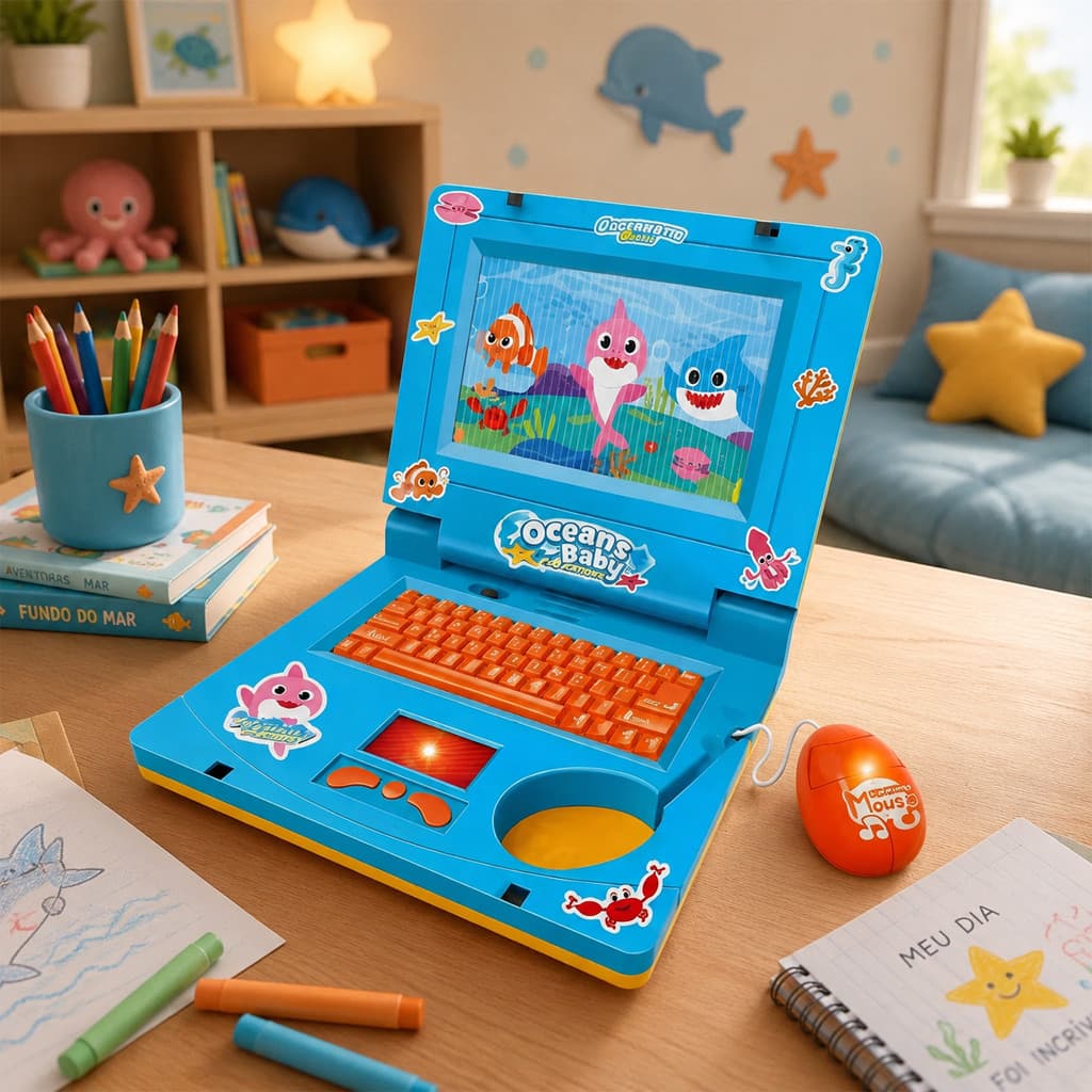 Notebook Infantil Laptop Interativo De Criança Educativo Menina Ou Menino