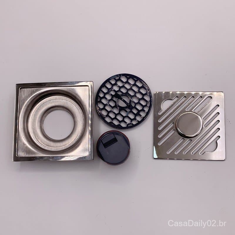 Ralo de piso anti-odor 50 para banheiro, ralo de piso quadrado de dupla utilização para banheiro e máquina de lavar, ral