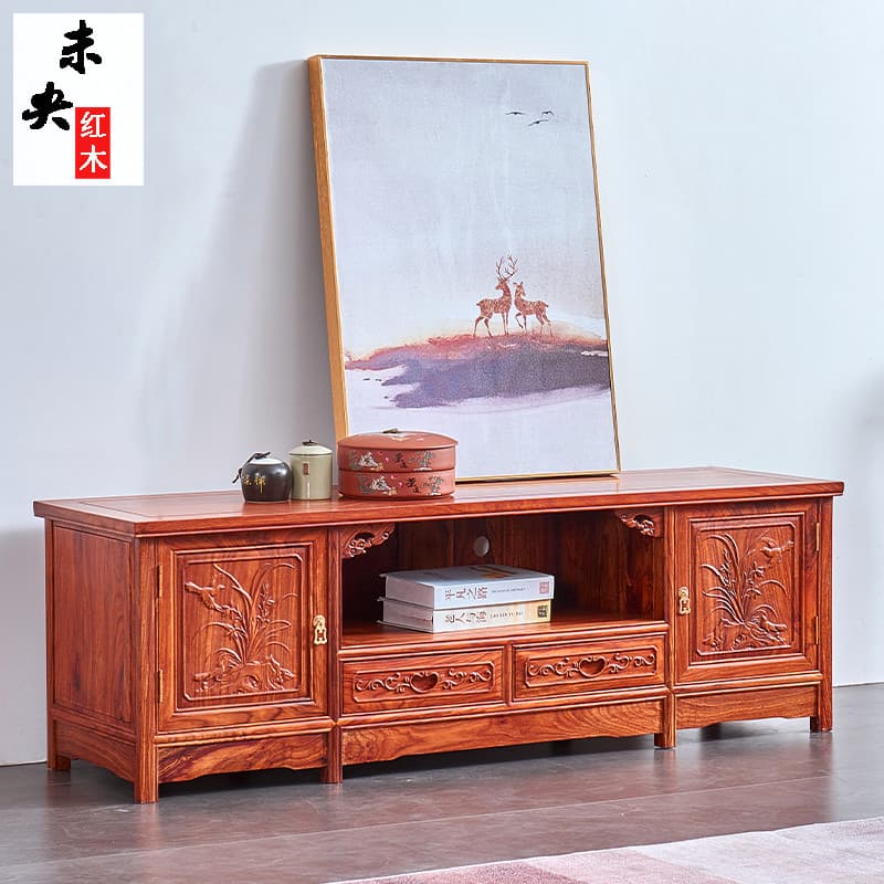 Ouriço vermelho sândalo armário de TV mogno sala estar móveis africano jacarandá armário madeira maciça estilo chinês Au