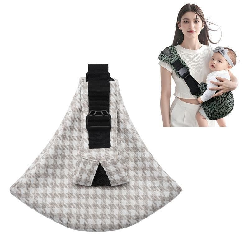Canguru para bebês LUJIFO com padrão pied-de-poule - leve, compacto, fácil de usar, com fivelas duplas ajustáveis na fre
