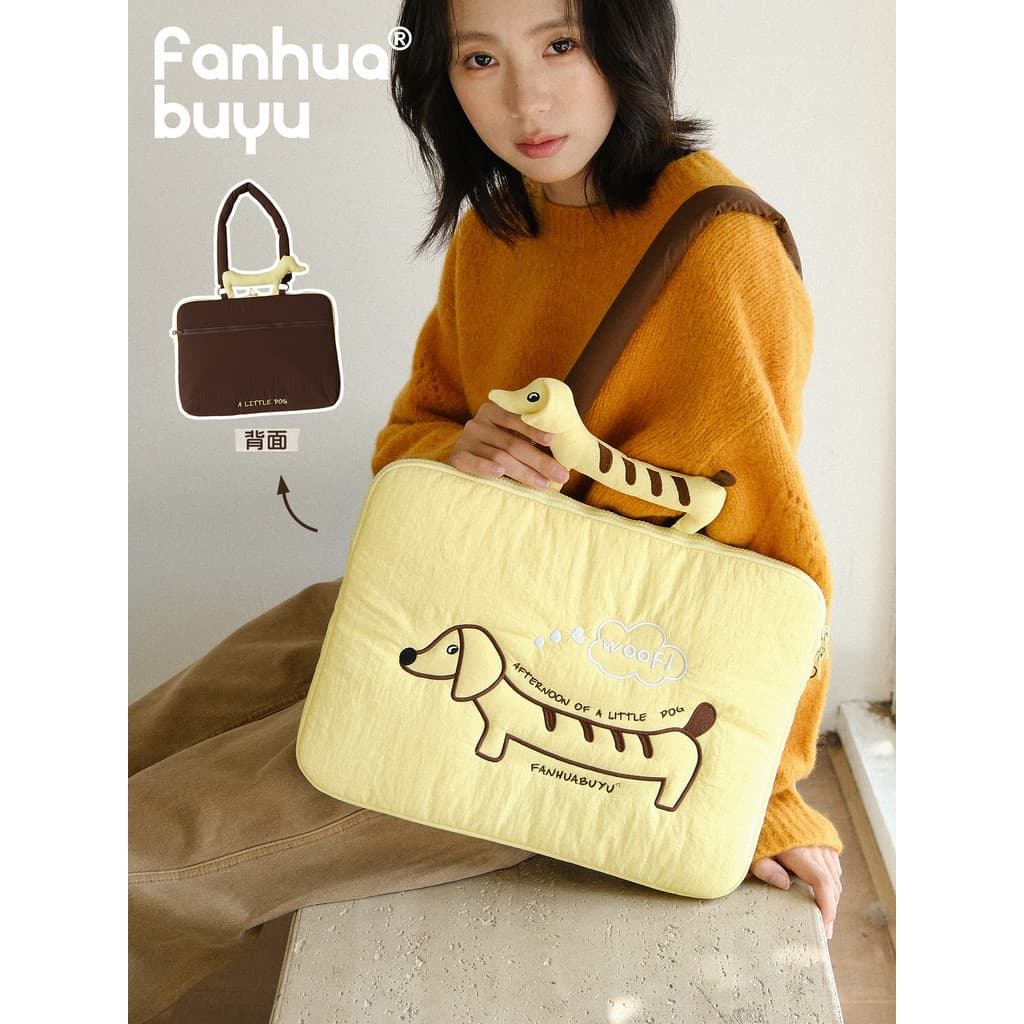 Fanhua Whisper Dachshund Dog Bolsa de computador feminina 47/53cm de alto valor fofo cachorrinho bolsa de viagem de alta