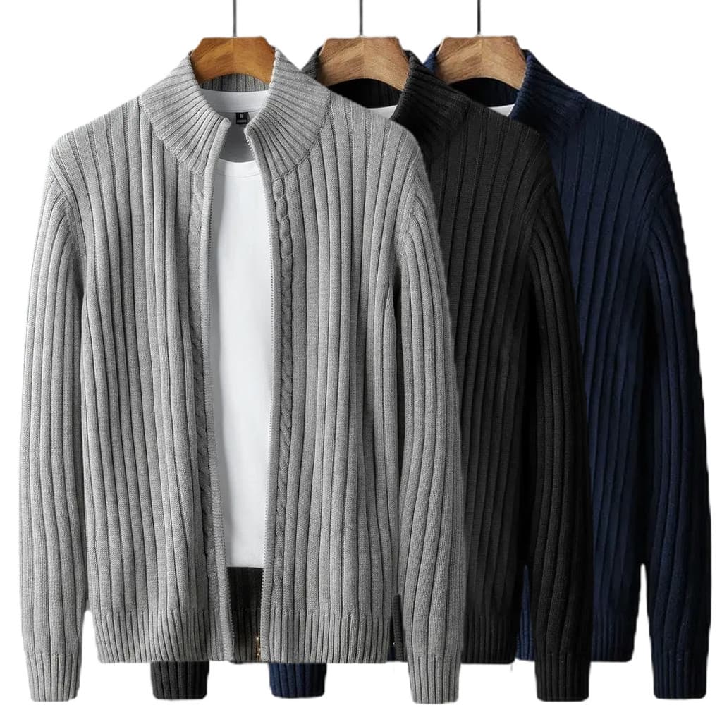Tamanho europeu Plus size malhas Cardigan camisola masculina zíper fino-ajuste negócios High-End jaqueta fábrica