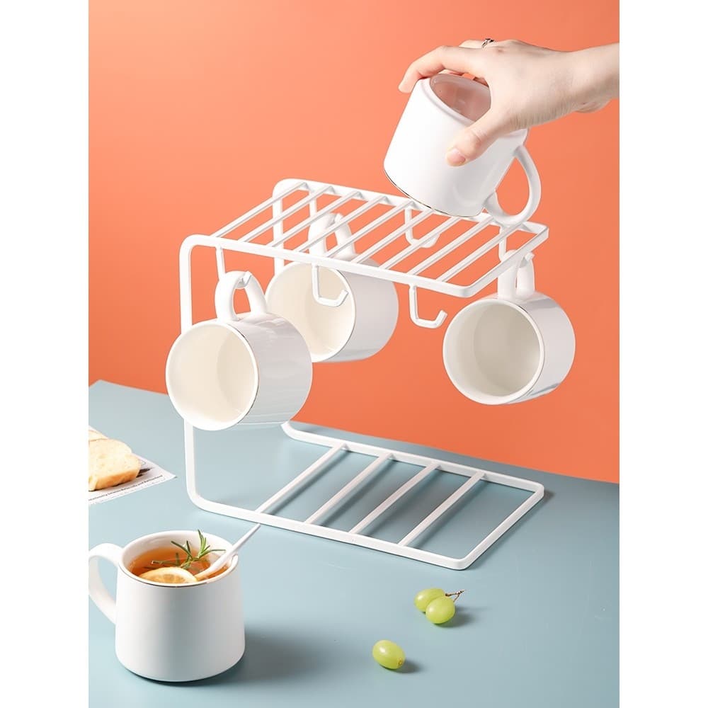 Luz de ferro luxo copo café dreno Rack caneca armazenamento sala estar mesa café bandeja copo água de cabeça para baixo