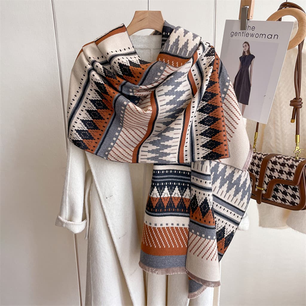 Melade cor diamante outono inverno imitação cachecol de caxemira senhoras High-End engrossado quente grande xale dupla f