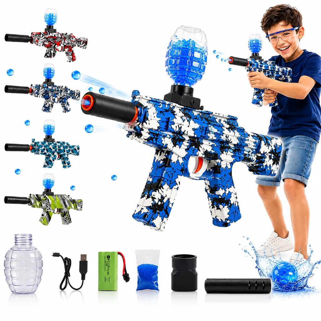 Arminha de Gel AK-47 Elétrico 5.000 Munições + Óculos de Proteção + Acessórios Inclusos