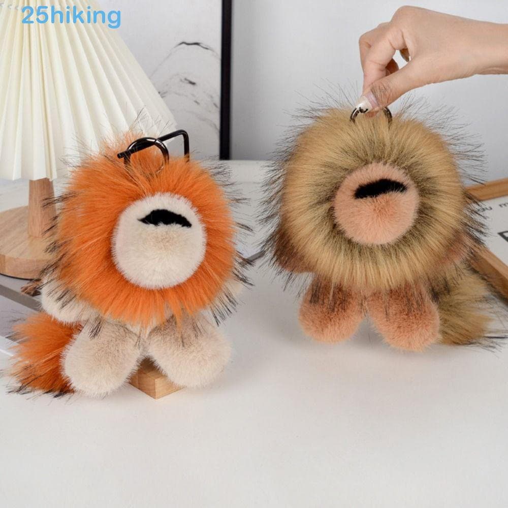 Pingente De Pelúcia De Leão Para Caminhada , Simulação De Pele De Coelho Com Cauda , Chaveiro , Decoração De Bolsa Anima