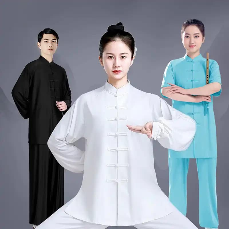 [WDF] Novo estilo estilo chinês fivela Design masculino feminino solto Taijiquan traje de desempenho de artes marciais,