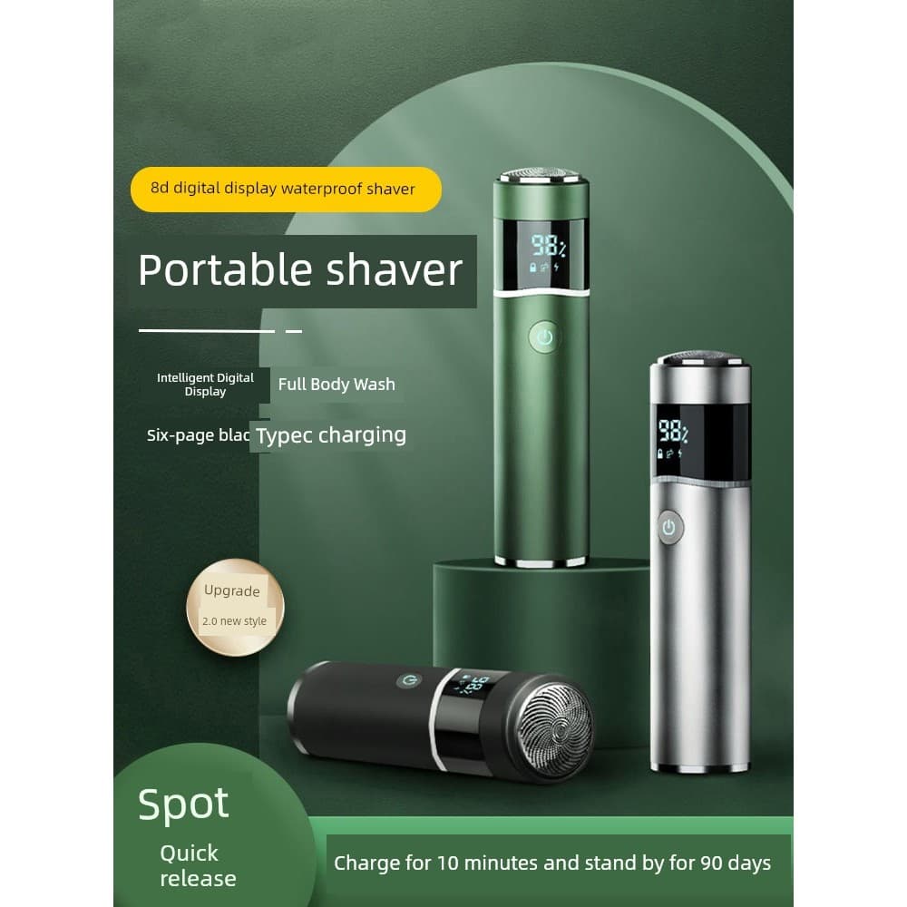 barbeador eletrico masculino Display Digital masculino Mini barbeador elétrico recarregável viagem lavável portátil faca