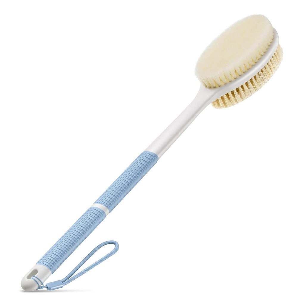 Escova Esfoliante para Costas Antiderrapante para Chuveiro, Escova de Banho com Cabo Longo e Cerdas Rígidas e Macias, Es