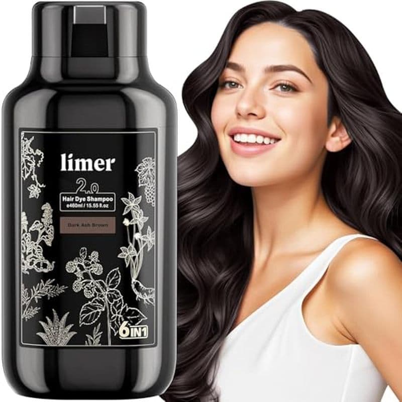Shampoo De Tintura De Cabelo Limer Chestnut Brown-Coloração De 3 Em 1 Com 6 Extratos De Ervas , Cobertura 100 % Cinza ,