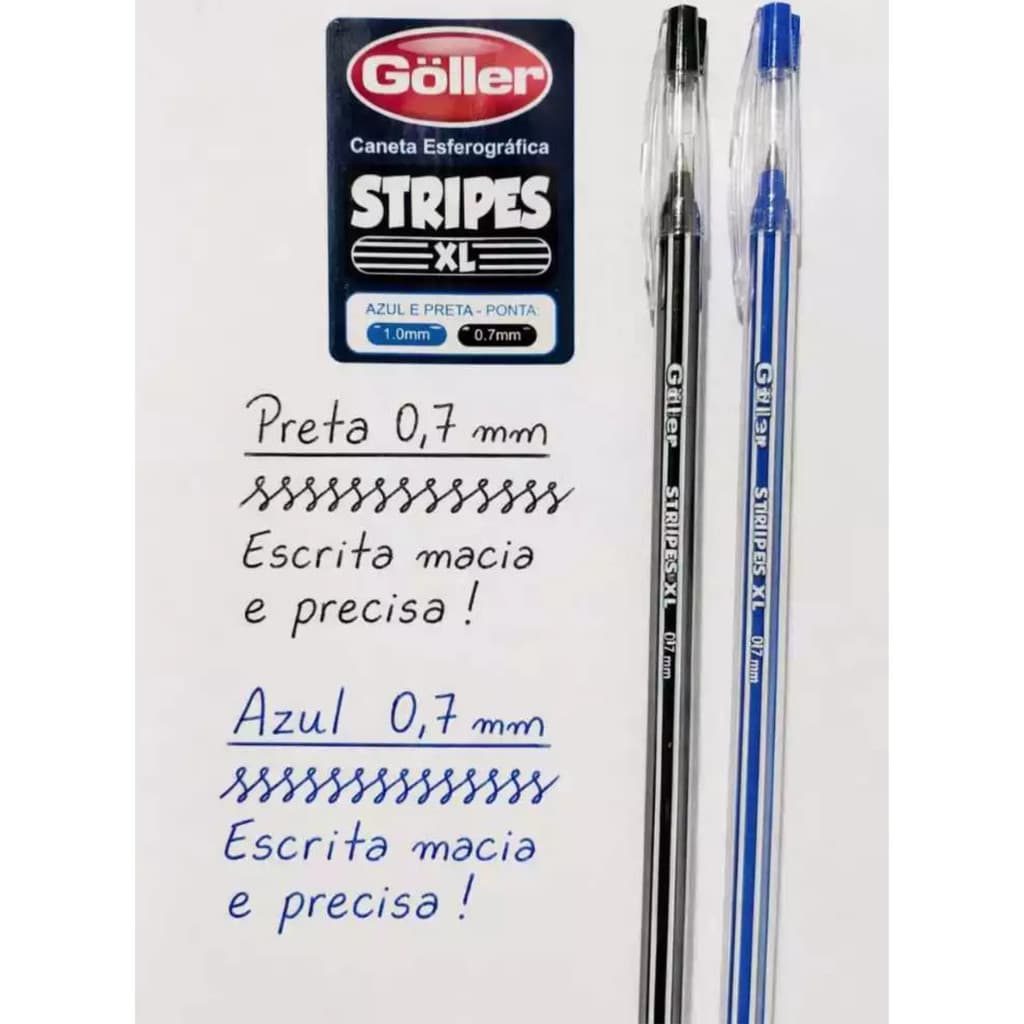 Caneta Esferográfica Stripes Xl 0.7mm Azul / Preta Com 4 Peças Göller