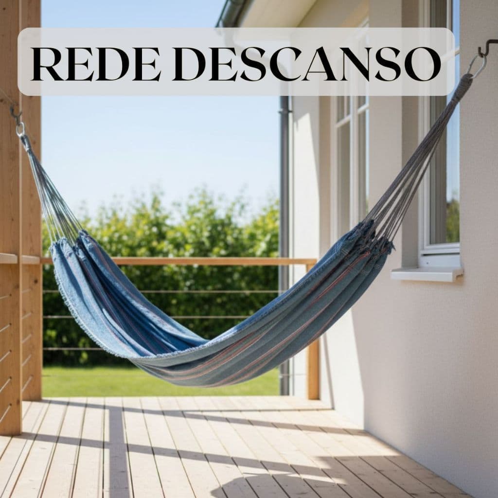 Rede de Descanso Cinza 3,0m x 1,20m – Solteiro com Suporte até 100kg