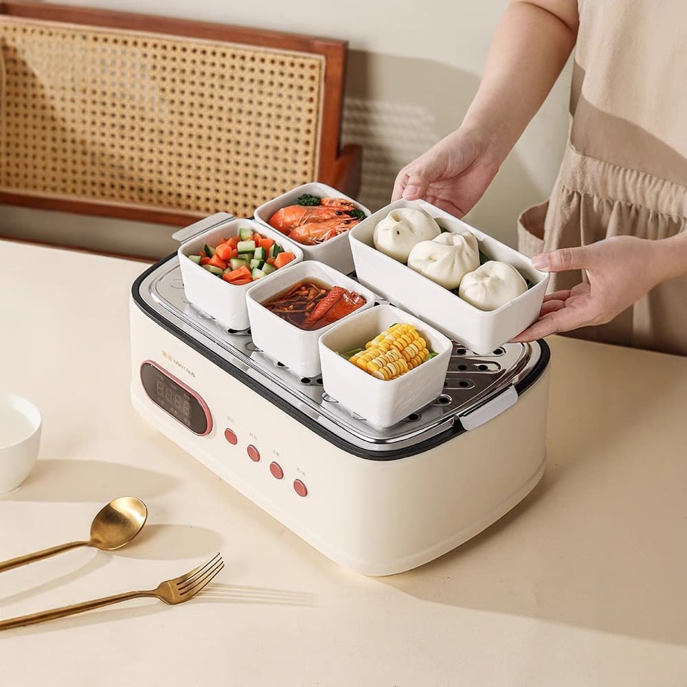 Tigela quadrada pequena de cerâmica para lanche, tigela doméstica para vapor, ovo cozido no vapor, sopa, vegetais cozido