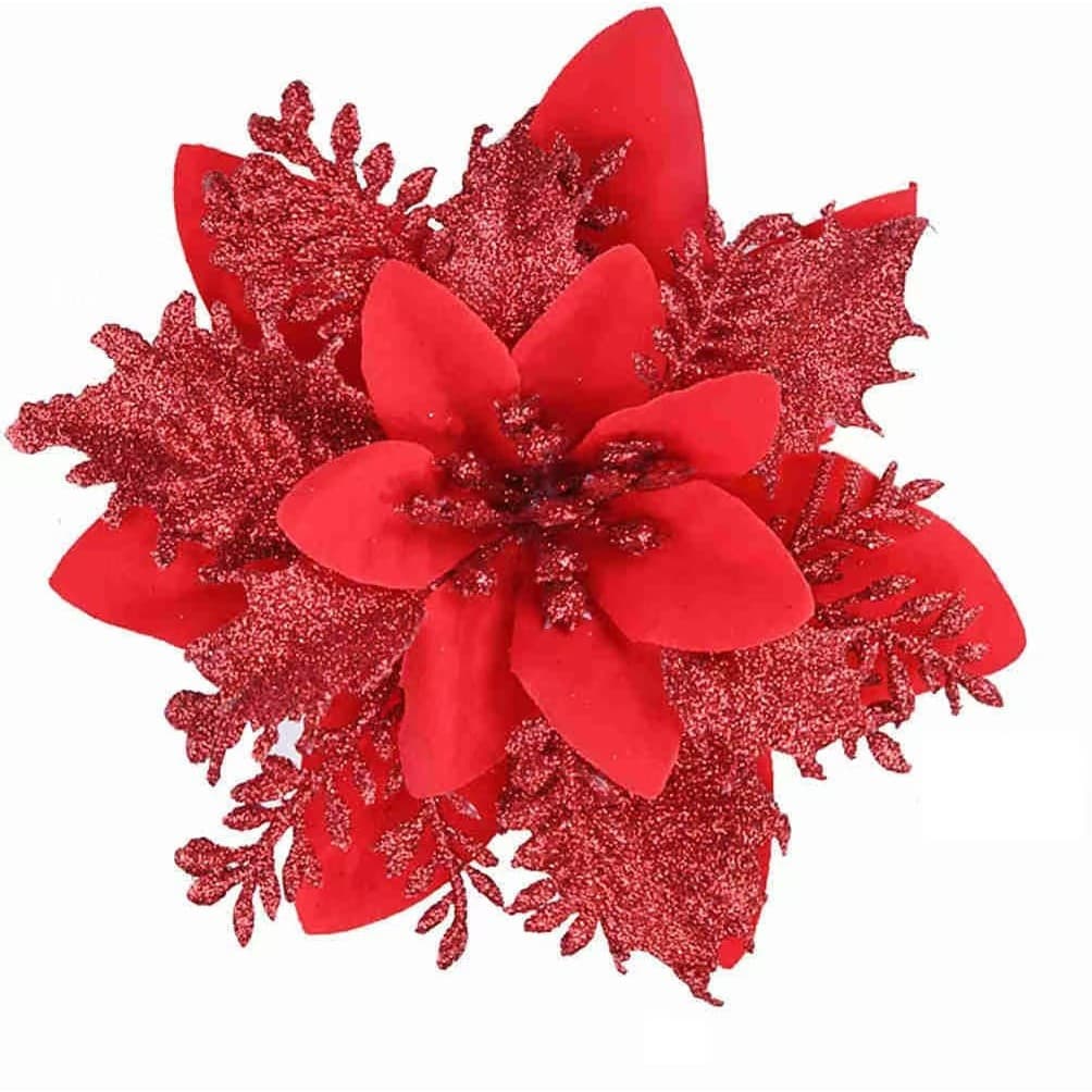 Flores de natal transfronteiriças flores artificiais guirlandas de natal decoração do feriado flores decorações da árvor