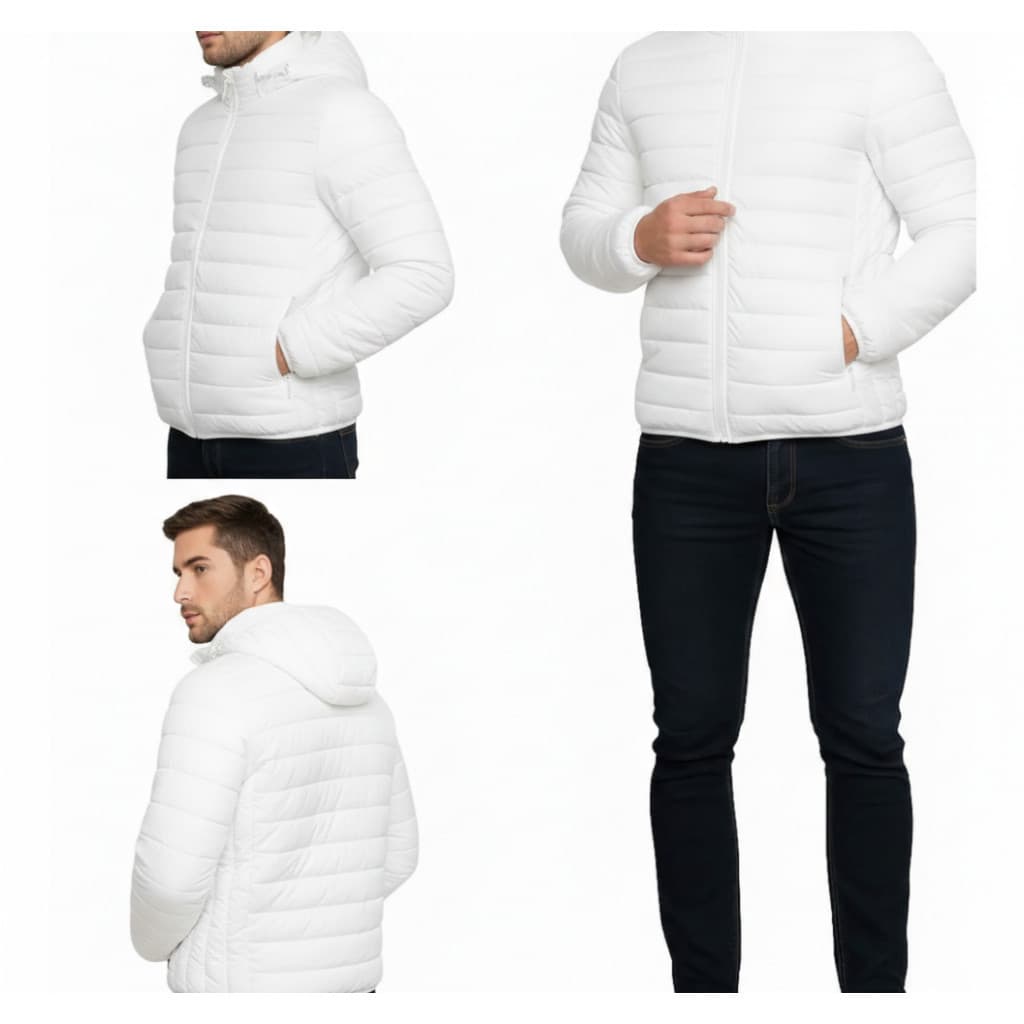 Jaqueta Bobojaco Impermeável Nylon Puffer Masculino com Bolsos e Capuz