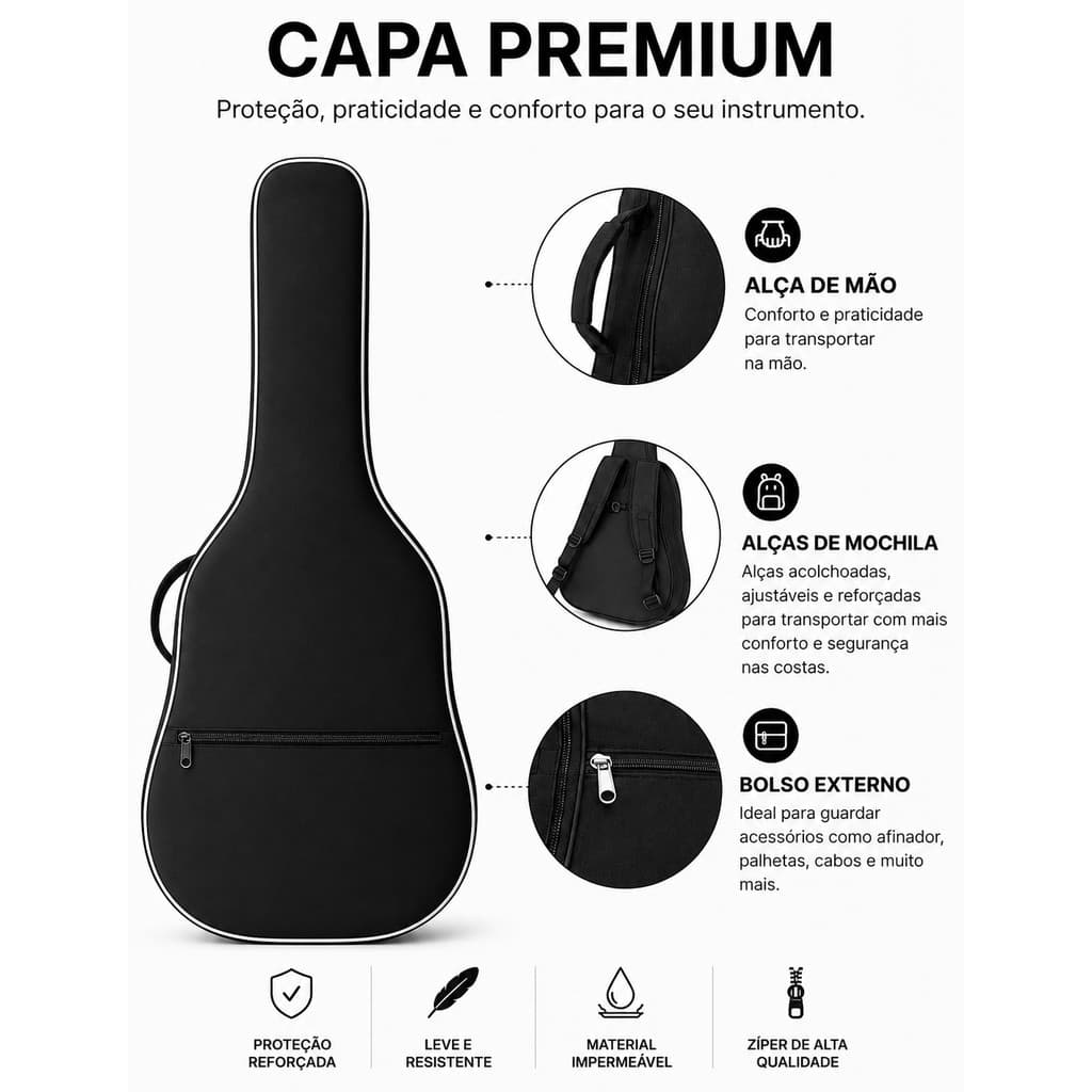 Bolsa Bag de Violão - Capa Simples