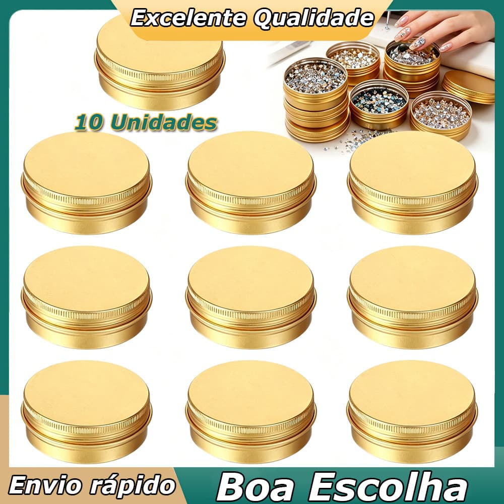 10 peças frascos Dourado de lata de alumínio de 50ml recipientes de latas para loção de pomada protetor labial