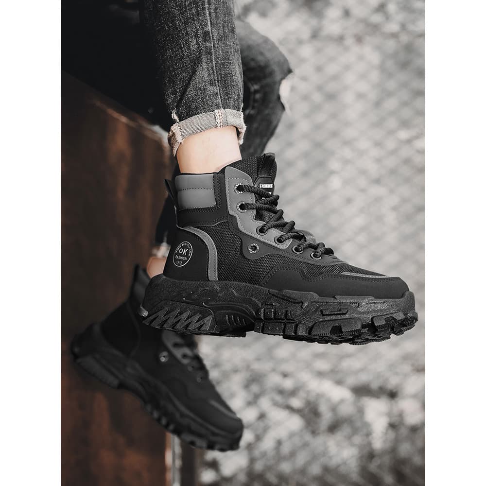 Sapatos de aumento de altura interna invisível masculino 12cm10cm de sola grossa All-Match motocicleta tênis de cano alt