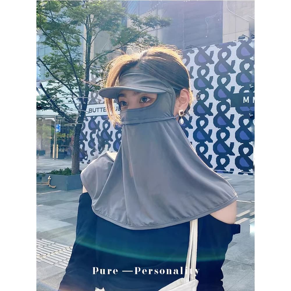 Máscara protetora solar pescoço proteção chapéu um 2026 novo estilo verão feminino pára-sol aba longa rosto Gini máscara