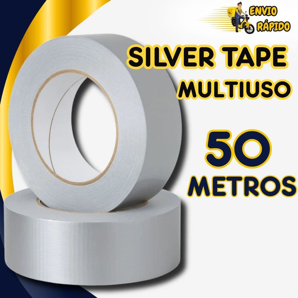 Rolo Fita Silver Tape 50 Metros 45mm Resistente Multiuso Á Prova D'agua Prata Cinza