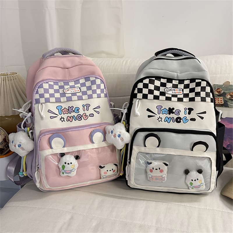 Novo estilo mochila feminina estudantes do ensino médio de alto valor lanche medição de alimentos saco de dor menina P