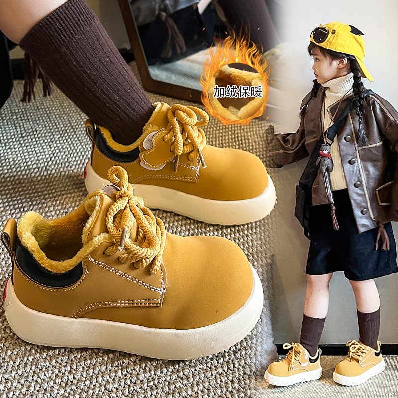 Crianças dois sapatos de algodão outono inverno novo estilo velo-velo quente meninas sapatos esportivos versão Q feio bo