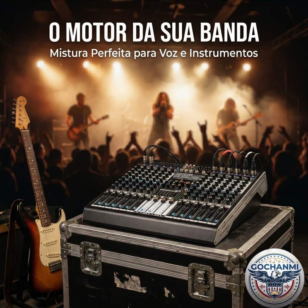 Mesa de Som para Igreja e Banda GOCHANMI MX12 PRO 12 Canais 48V Phantom