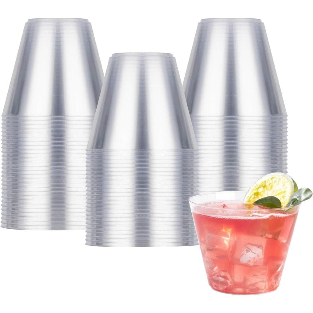 Goodluck 50 Copos Plásticos Transparentes de 9oz para Festa, Copos Plásticos Descartáveis, Copos de Coquetel para Casame