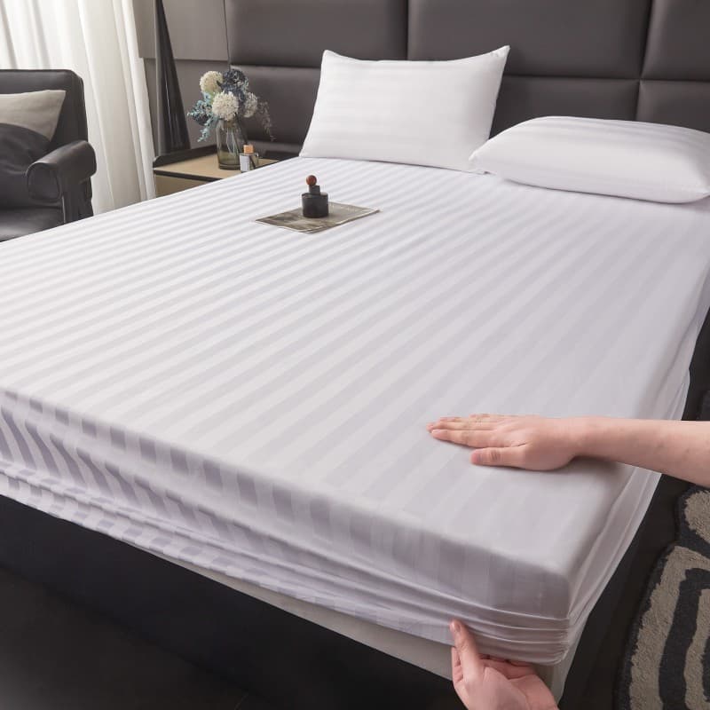 Lençol branco de peça única estilo Hotel colcha de cetim antiderrapante com tudo incluído conjunto de três peças colchão