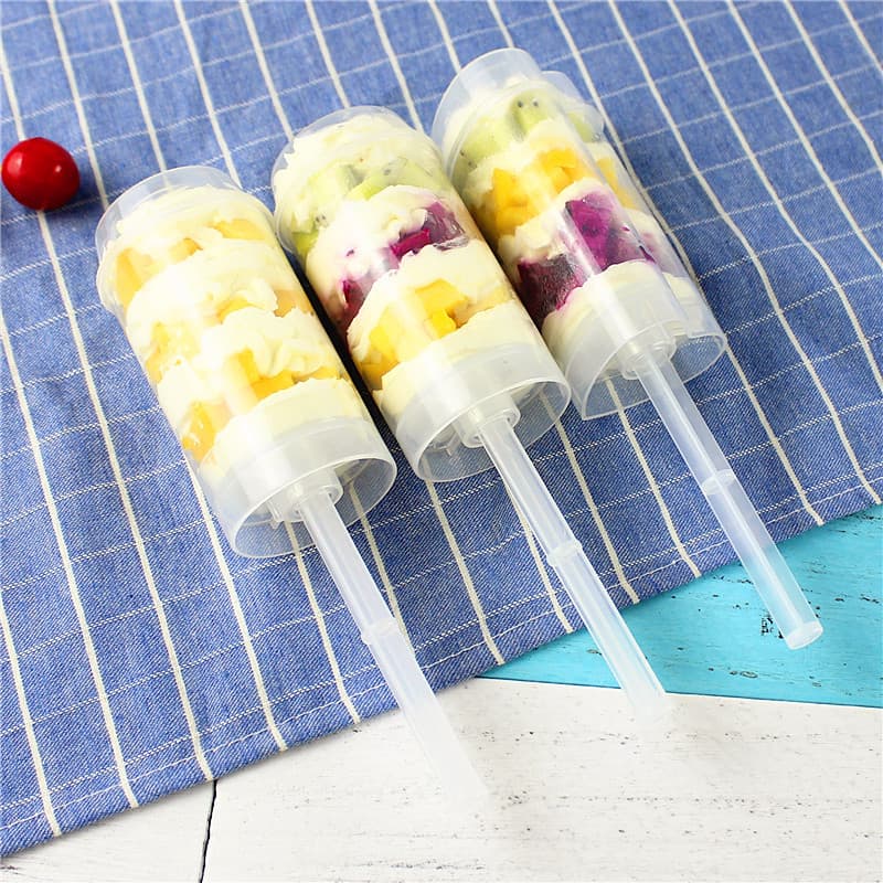 Duplo desfrutar empurrar bolo redondo em forma de coração tubo de bolo hélice de alimentos arco-íris sorvete bolo cozime