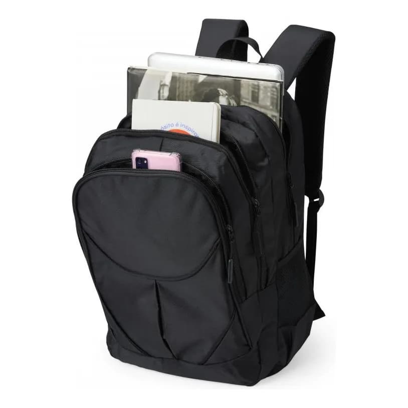 Mochila Notebook Wooch Madrid 40l Espaçosa E Resistente Preto Liso