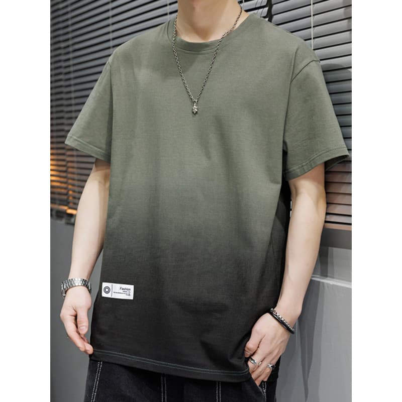 Juventude puro algodão de manga curta camiseta masculina verão solto gradiente topo solto estudantes do ensino médio mei