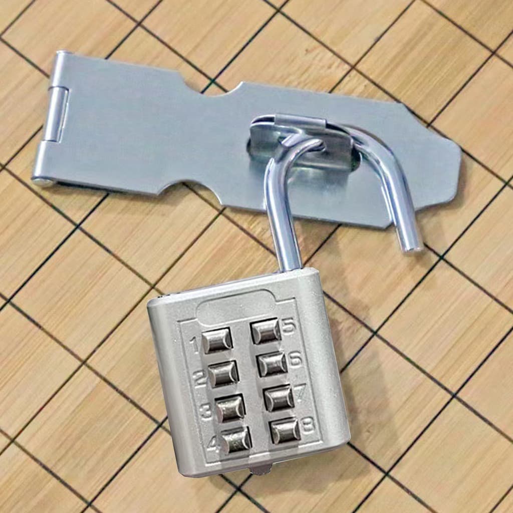 Cadeado de bagagem de liga de zinco com senha de 8 dígitos, usado para proteção contra roubo em viagens.