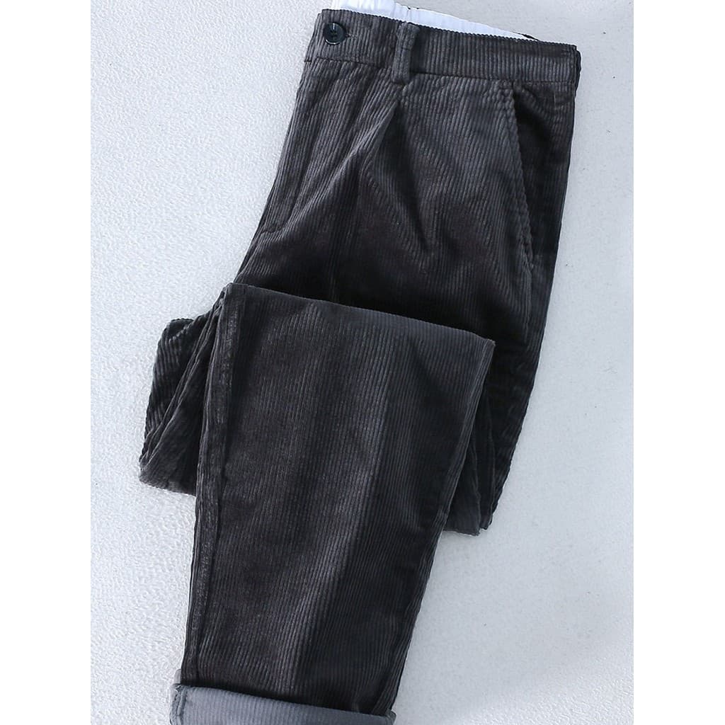 Calças de veludo masculinas outono inverno soltas retas listradas calças de lã inverno na moda All-Match grosso atarraxa