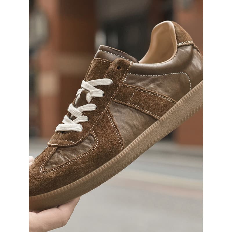 Retro alemão sapatos de treinamento masculino leve couro genuíno Casual All-Match na moda tênis de salto baixo rendas ma