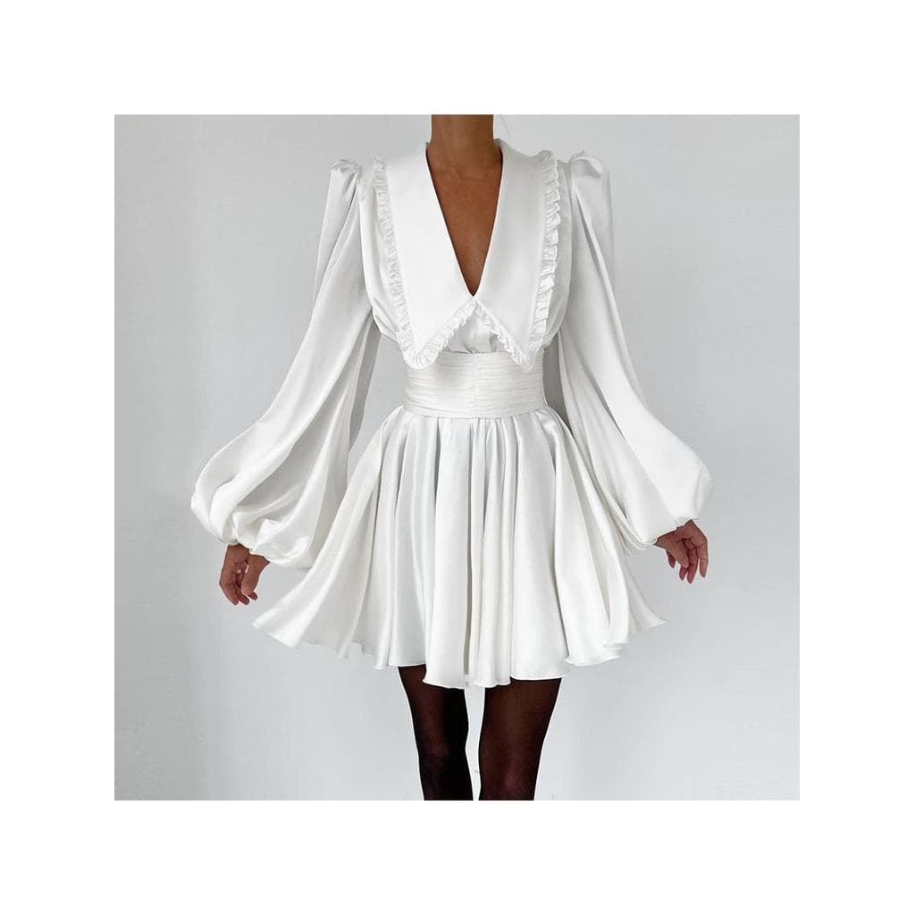 2024 Vestido Estilo Palácio Com Decote Em V Manga Bufante Retrô Saia Tutu Temperamento Roupas Femininas