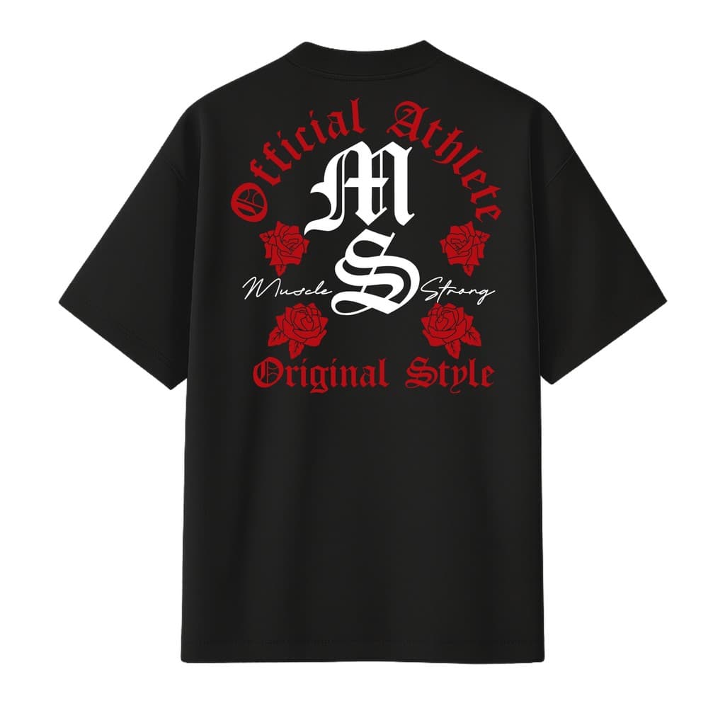 Camiseta Oversized Premium Muscle Strong Rosa Preto