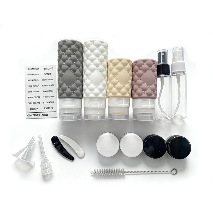 Kit Potes Frascos Silicone Viagem Creme Shampoo Condicionador Cosméticos 17 Peças