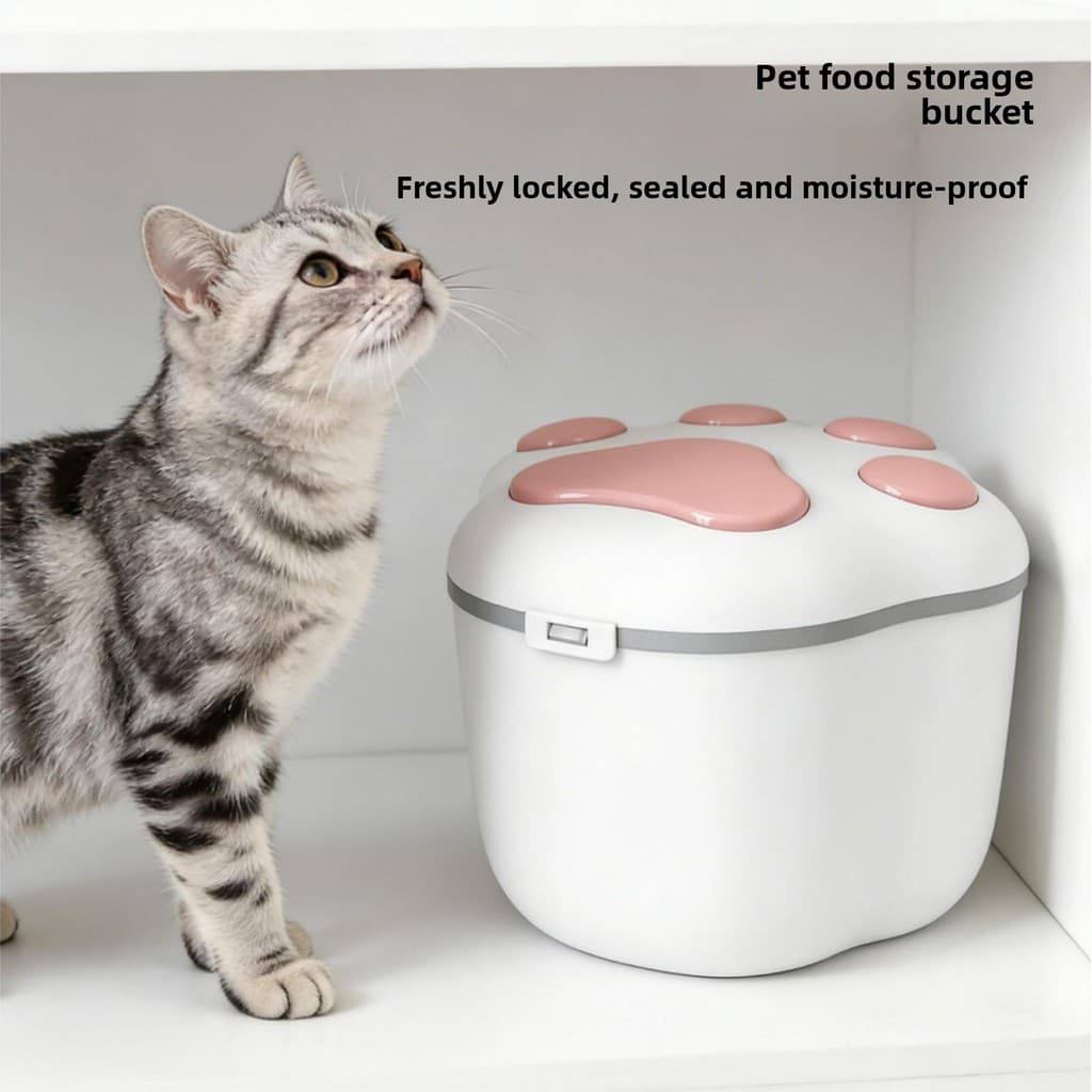 Balde de armazenamento de alimentos para cães e gatos à prova de umidade selado de grande capacidade