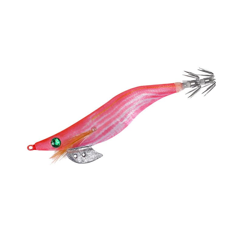 Gancho de lula de camarão de madeira Isca de pesca marítima Isca falsa Gancho de tubo de sopro Melancia Vermelho Gancho