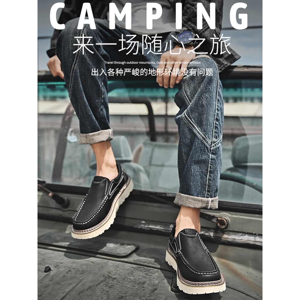 Sapatos masculinos de sola grossa estilo Retro americano estilo britânico sapatos casuais couro genuíno dedo do pé redon
