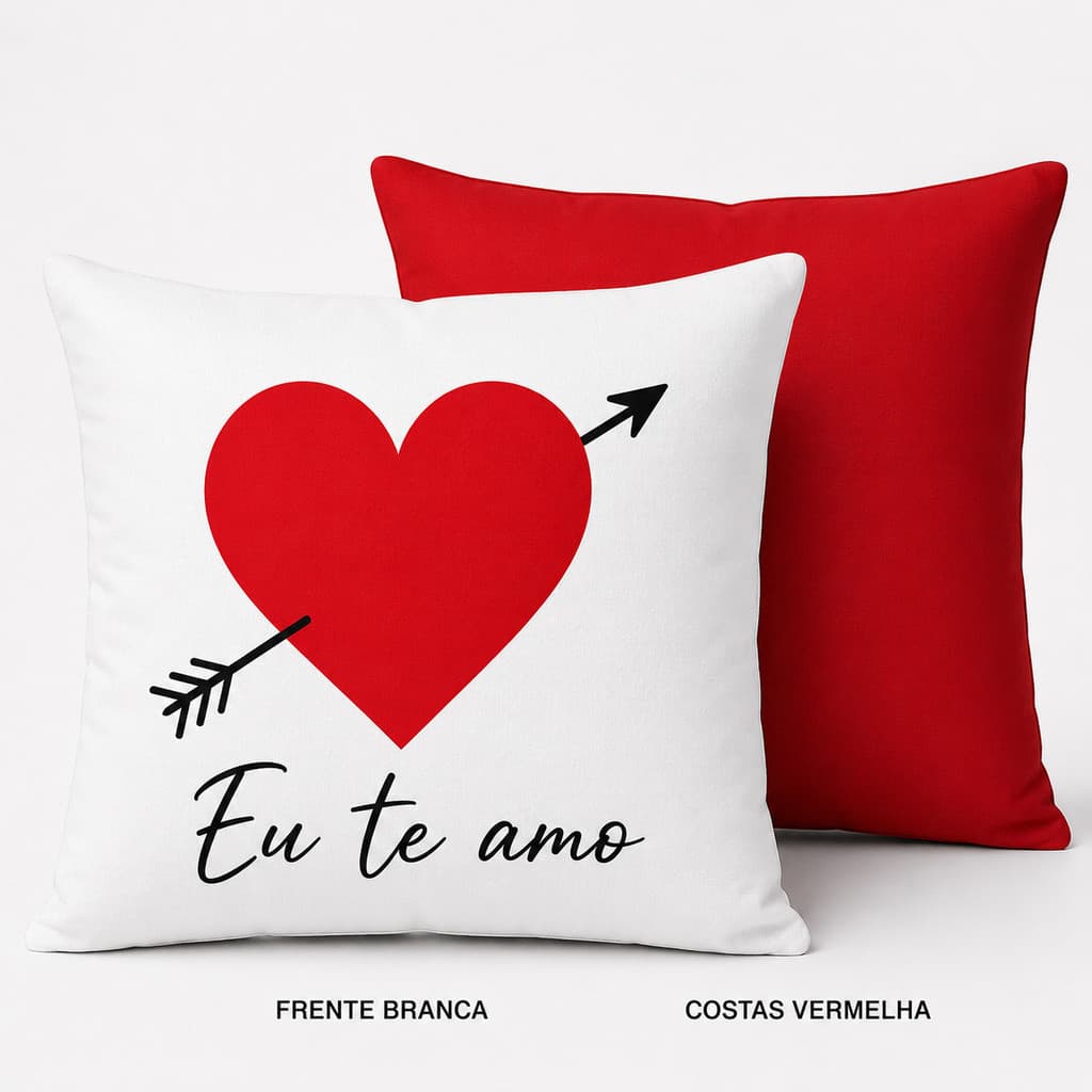 Almofada Eu Te amo sala quarto 40x40 enchimento fibra zíper