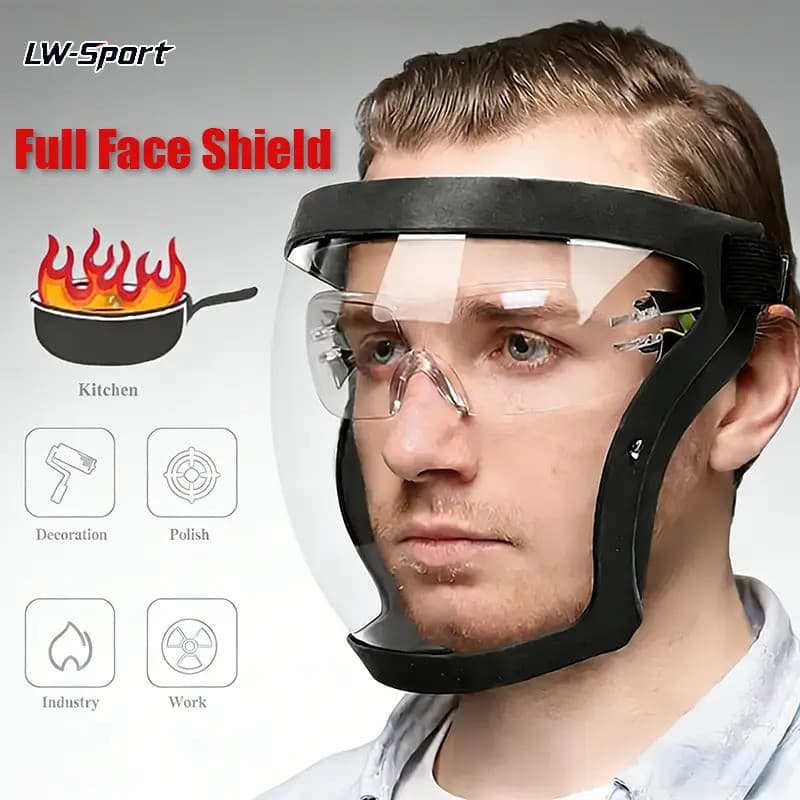Viseira Transparente - Protetor Facial Ajustável - Máscara de Segurança de Plástico Durável - Resistente ao Calor e a Im