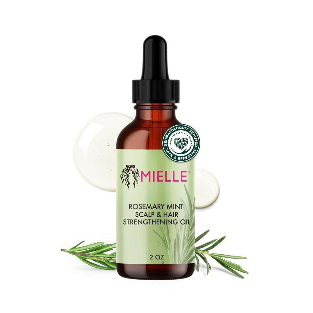 MielleOrganics Óleo Capilar de Alecrim e Menta - Óleo Fortificante com Biotina para Cabelos Frisados e Danificados - Tra