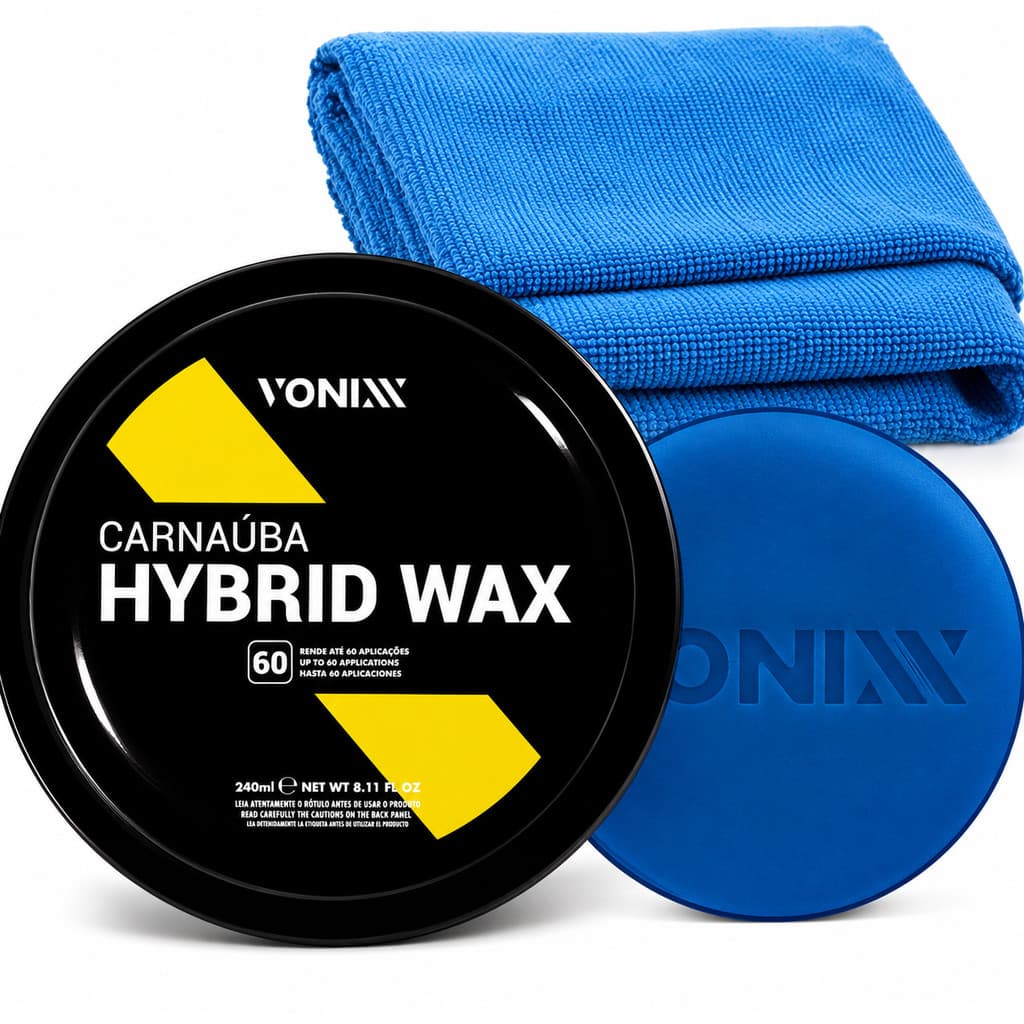 Cera Automotiva Vonixx Carnaúba Hybrid Wax de 240g com Aplicador e Toalha Microfibra